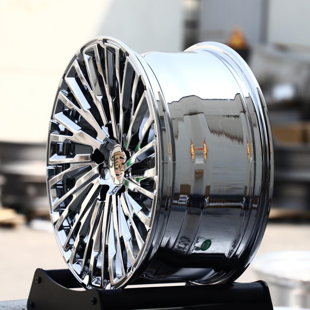 5x130 wheels – Chrome Multi-Spoke (Porsche OEM-Style), side view