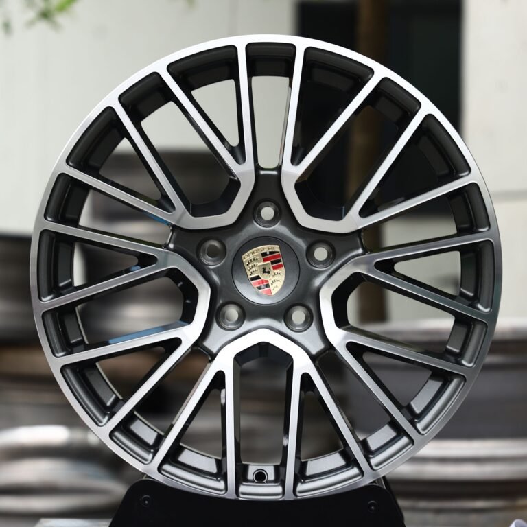 Porsche 911 wheels – Gloss Black Machined Mesh (Porsche OEM-Style), front view