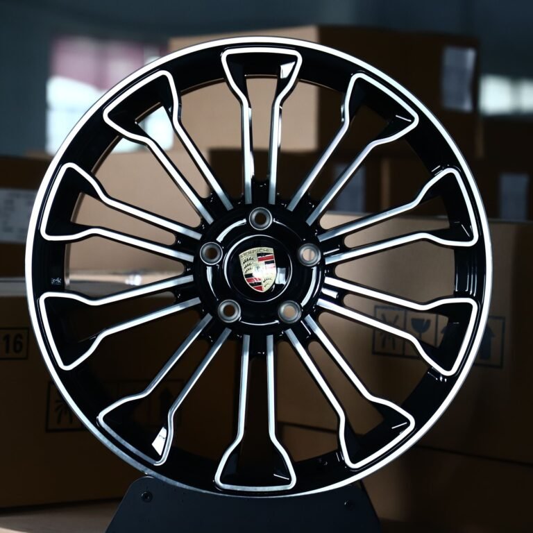 Porsche 911 wheels – Gloss Black Machined Multi-Spoke (Porsche OEM-Style), front view