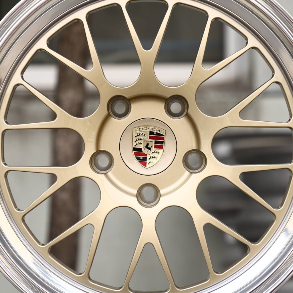 5x130 wheels – Gold Mesh Polished Deep Lip (Porsche OEM-Style), side view