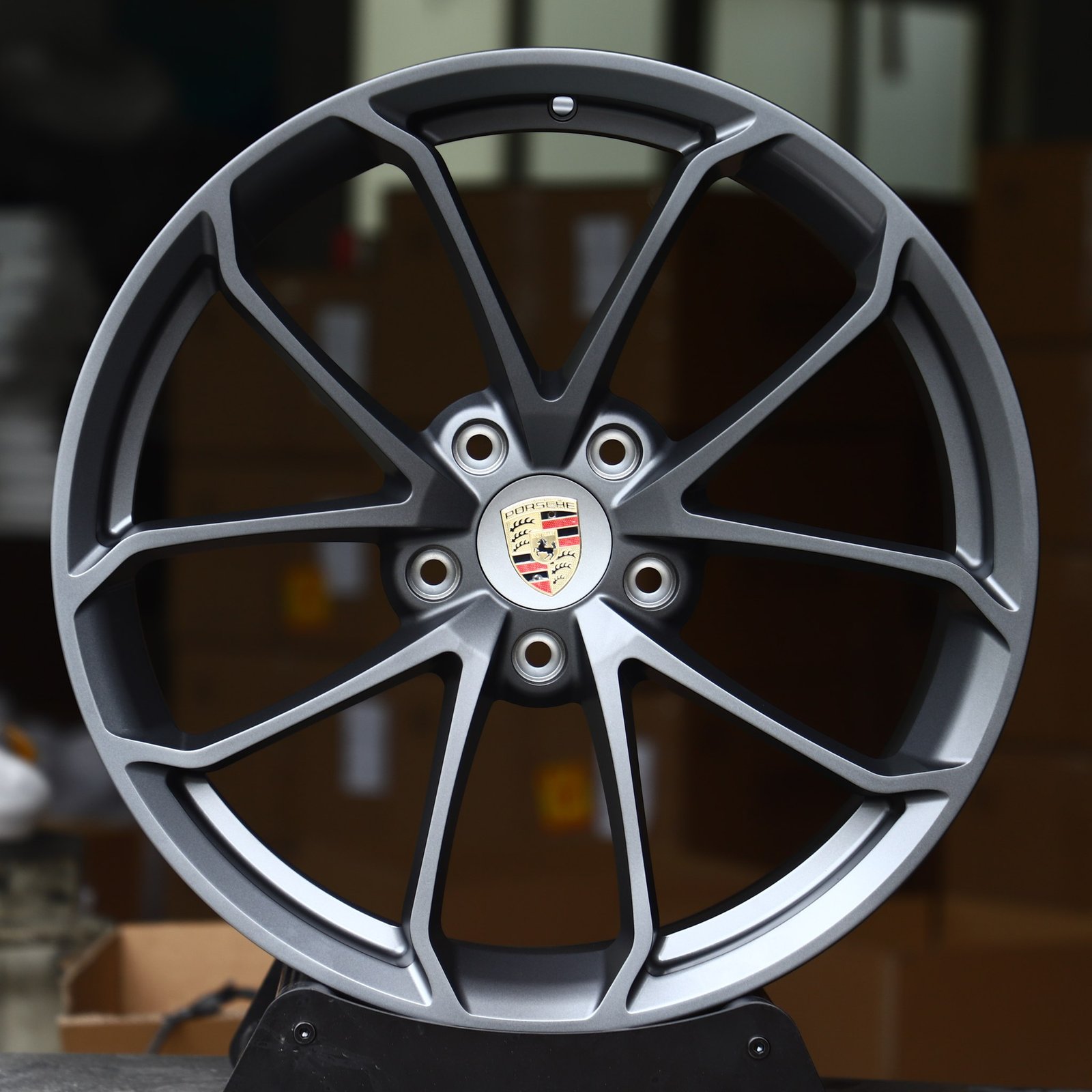 Porsche 911 wheels – Gunmetal 10-Spoke (Porsche OEM-Style), front view