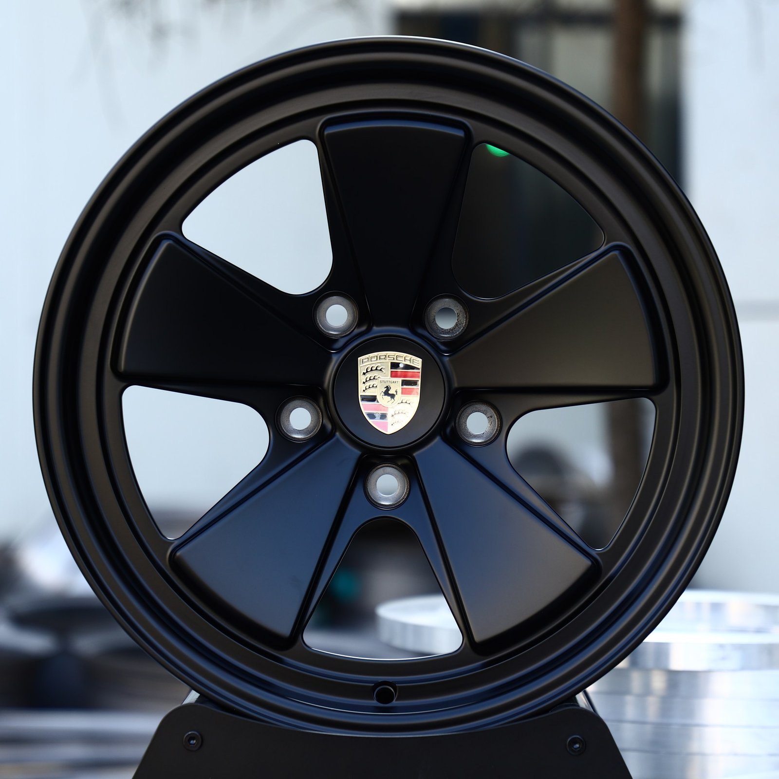Porsche 911 wheels – Matte Black 5-Spoke (Porsche OEM-Style), front view