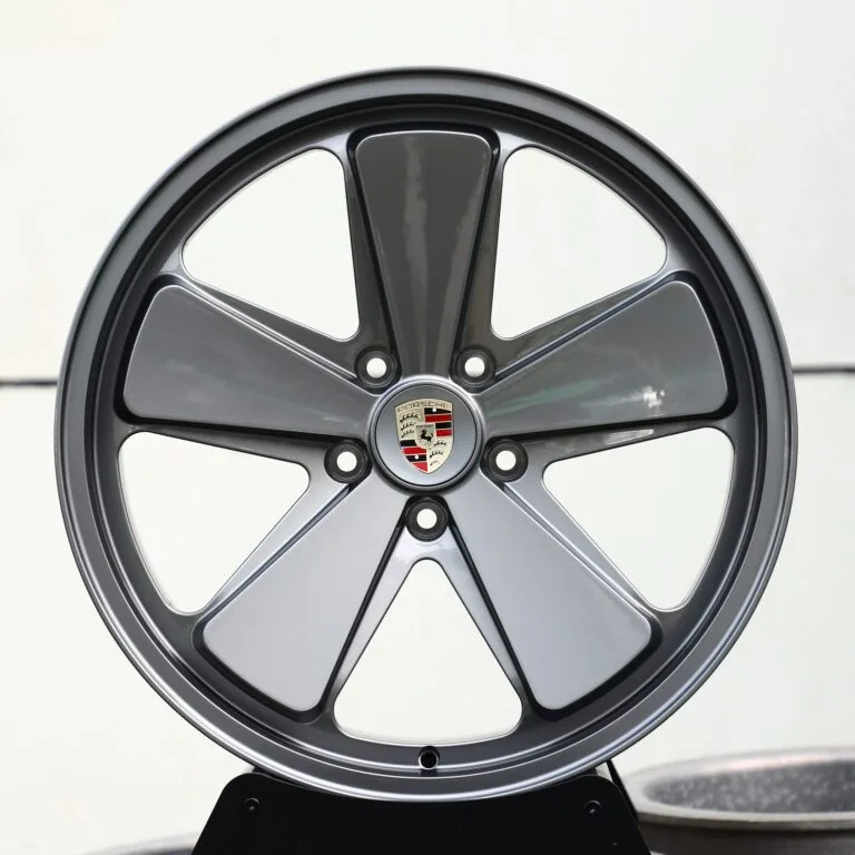 Porsche 911 wheels – Matte Silver 5-Spoke (Porsche OEM-Style), front view