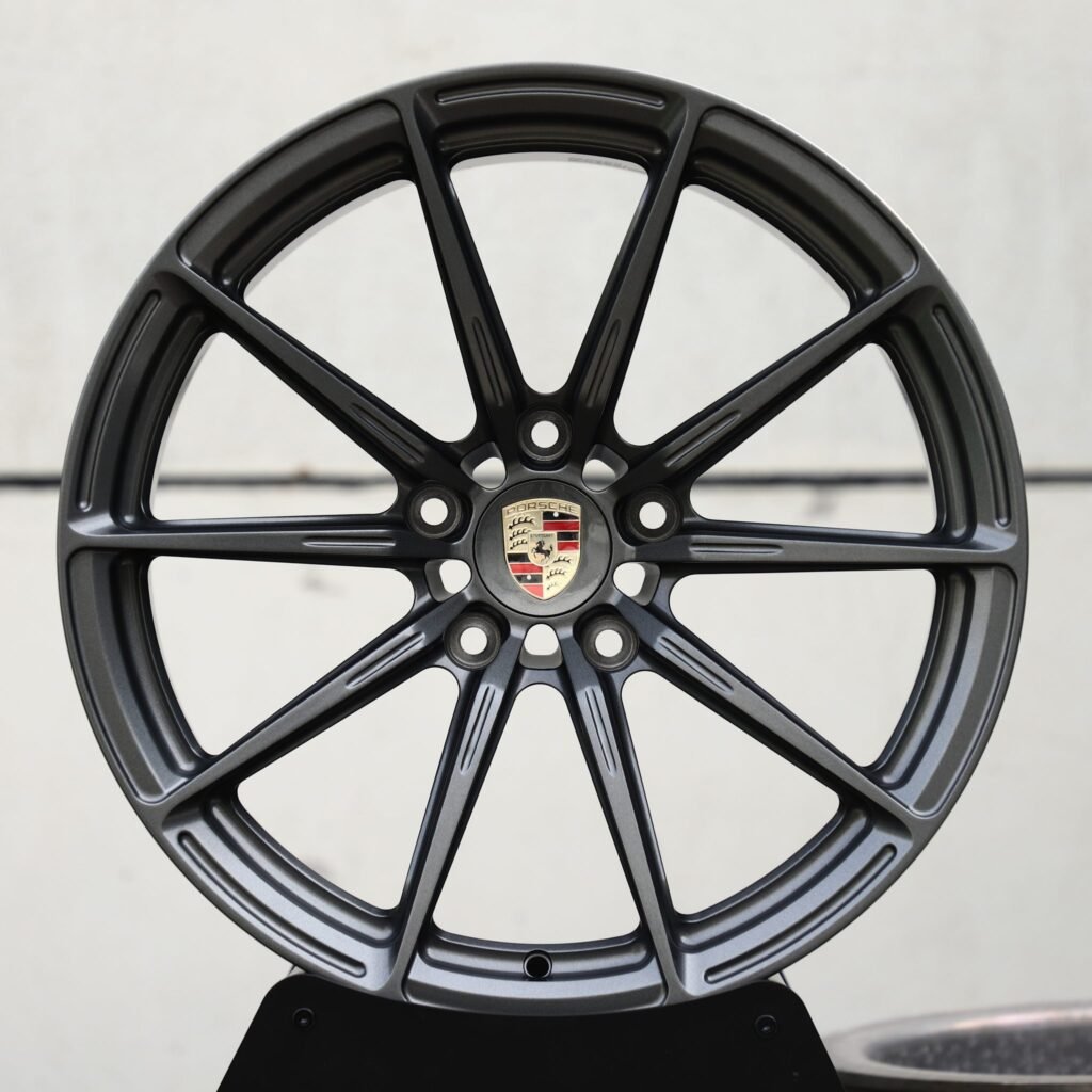 Porsche 911 wheels – Metallic Gray 10-Spoke (Porsche OEM-Style), front view