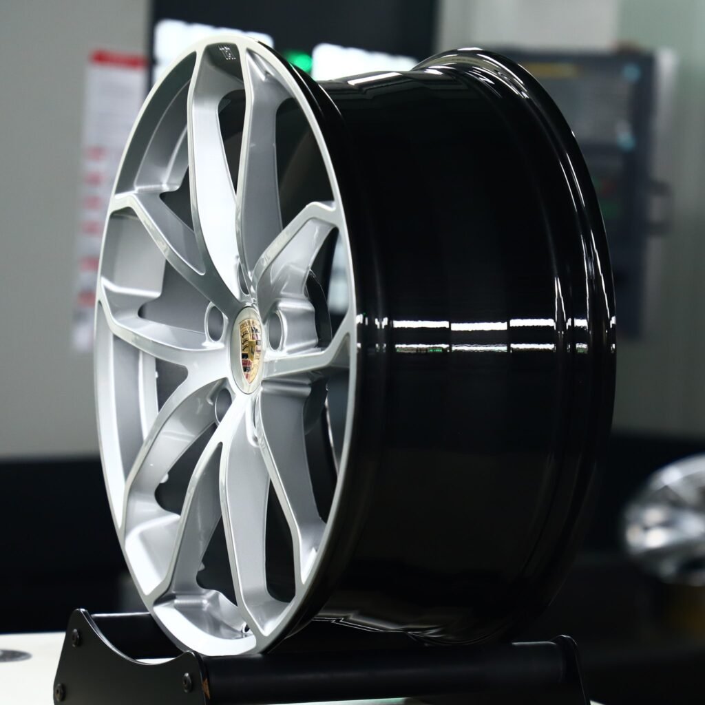 Porsche Style Bright Silver Multi-Spoke Machined Face Forged Wheels - Porsche 911 / Porsche Panamera Fitment (5-Lug) view 2