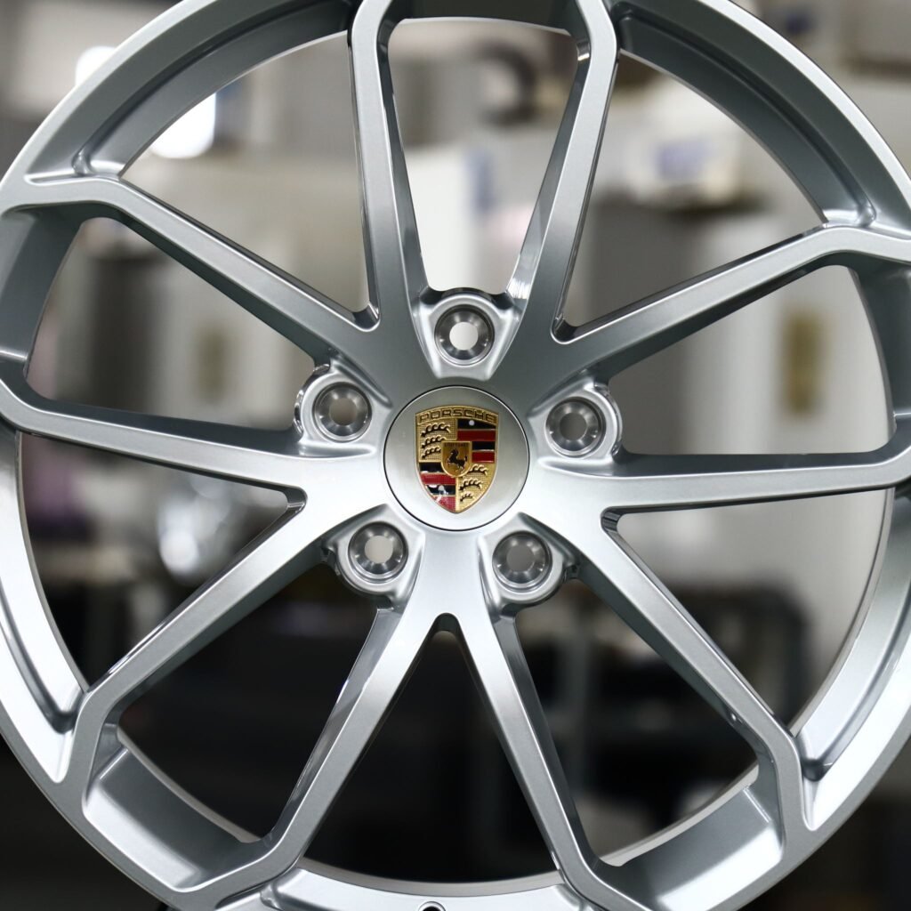 Porsche Style Bright Silver Multi-Spoke Machined Face Forged Wheels - Porsche 911 / Porsche Panamera Fitment (5-Lug) view 3