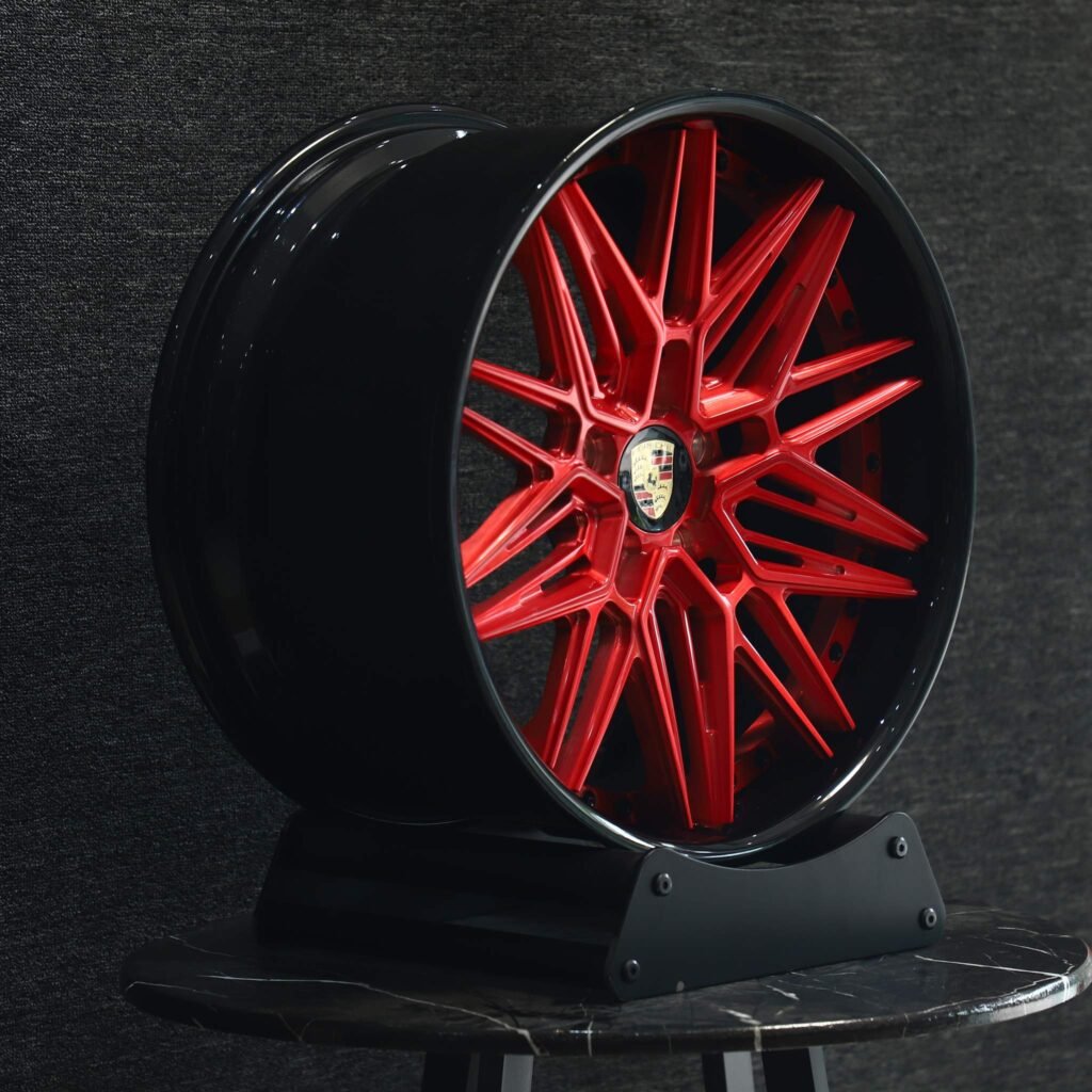 Porsche Panamera wheels – Custom Finish 2-Piece 10 Y-Spoke, angled view