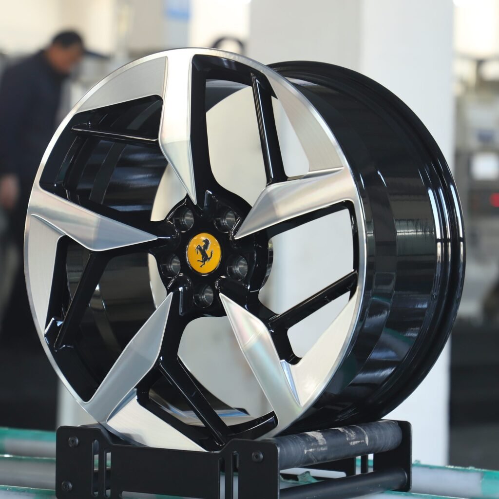 5x130 wheels – Gloss Black 5-Spoke Machined Face, side view