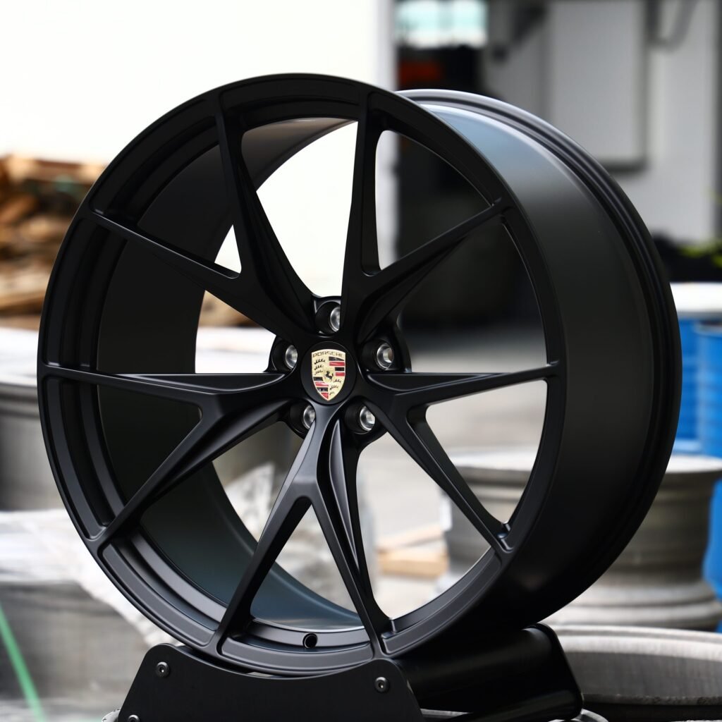 Porsche Style Gloss Black 5 Y-Spoke Forged Wheels - Porsche 911 / Porsche Panamera Fitment (5-Lug) view 3