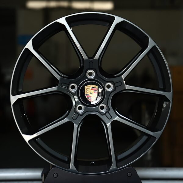 Porsche 911 wheels – Gloss Black / Gunmetal Custom, front view