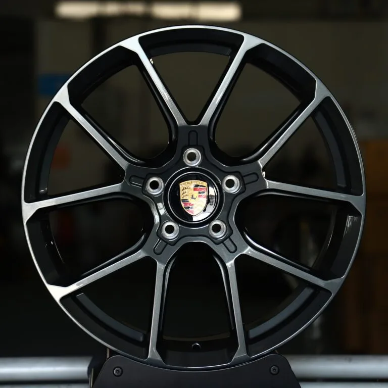 Porsche 911 wheels – Gloss Black / Gunmetal Custom, front view