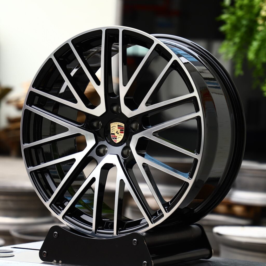 Porsche Style Gloss Black / Machined Multi-Spoke Forged Wheels - Porsche 911 / Porsche Panamera Fitment (5-Lug) view 3