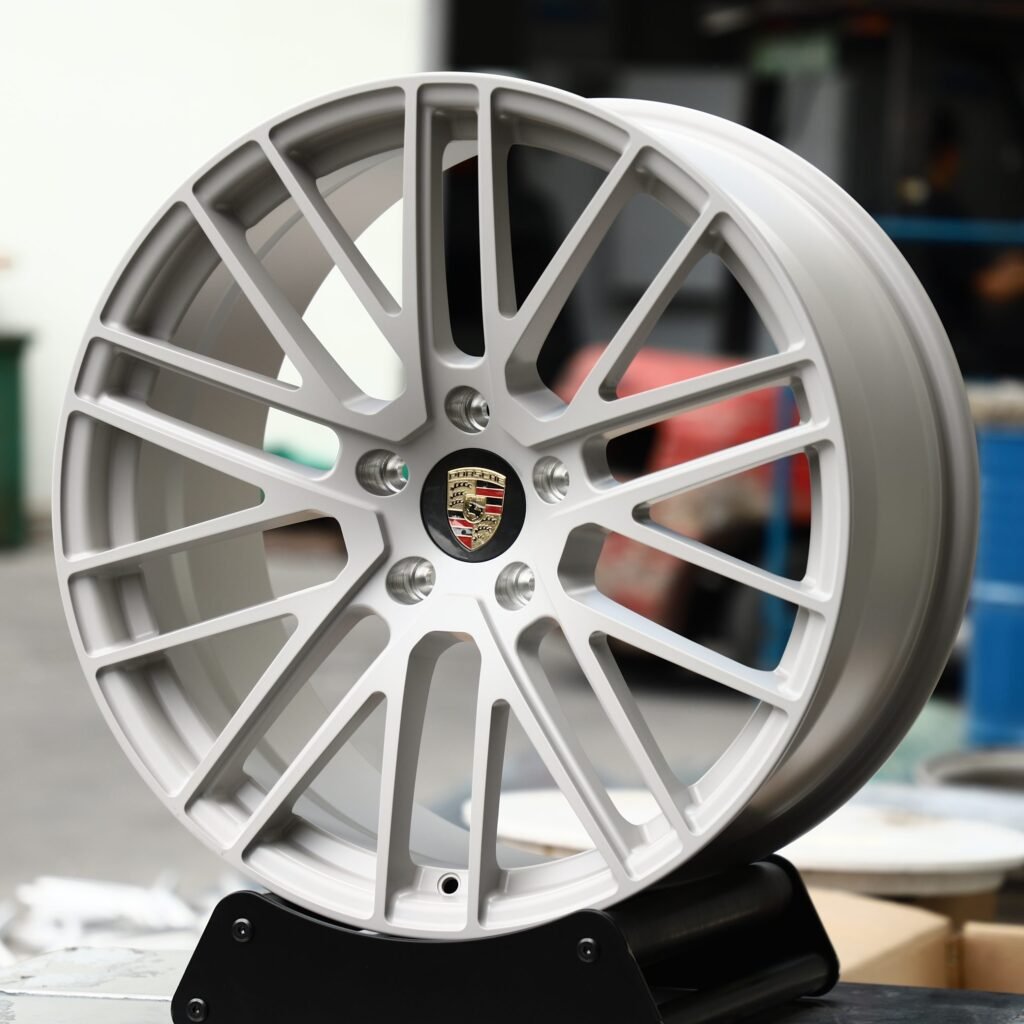 Porsche Panamera wheels – Gray 10 Y-Spoke, angled view