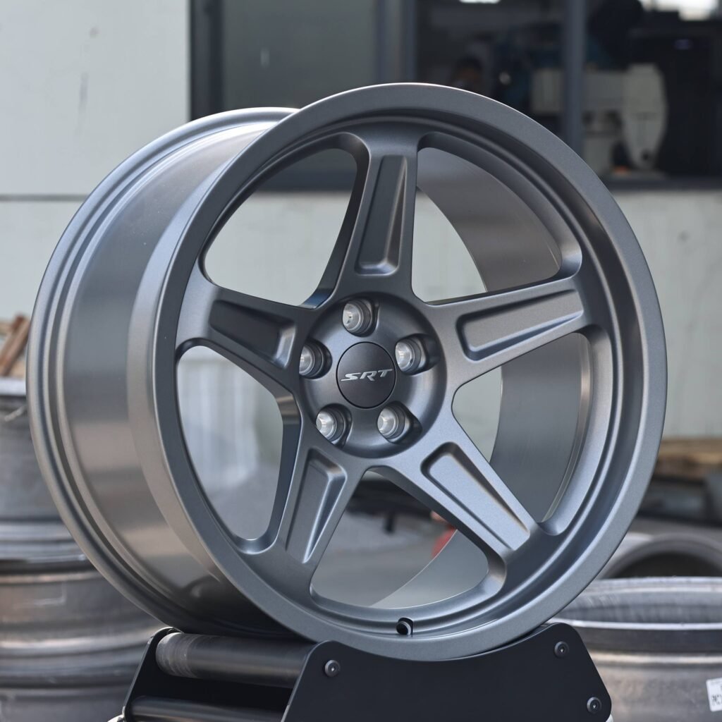Porsche Style Matte Gray 5-Spoke Deep Lip Forged Wheels - Porsche 911 / Porsche Panamera Fitment (5-Lug) view 3