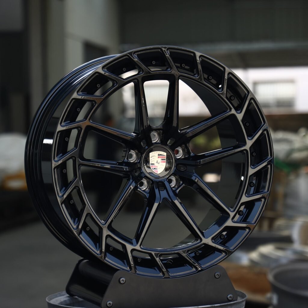 Porsche Style Matte Silver 10-Spoke Directional Forged Wheels - Porsche 911 / Porsche Panamera Fitment (5-Lug) view 2