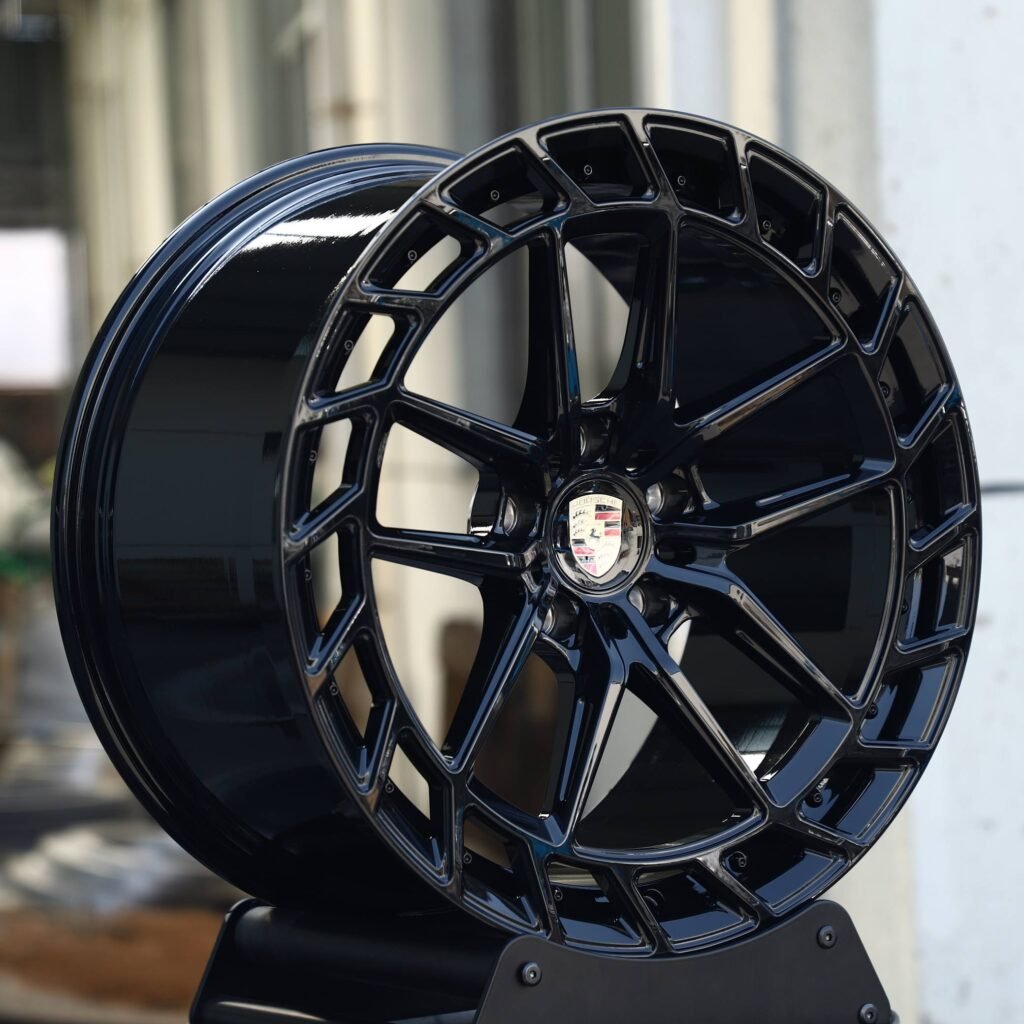 Porsche Style Matte Silver 10-Spoke Directional Forged Wheels - Porsche 911 / Porsche Panamera Fitment (5-Lug) view 3