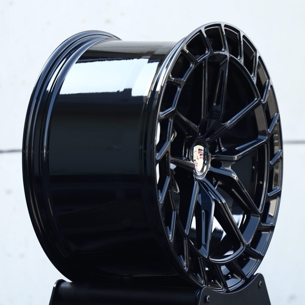 Porsche Style Matte Silver 10-Spoke Directional Forged Wheels - Porsche 911 / Porsche Panamera Fitment (5-Lug) view 4