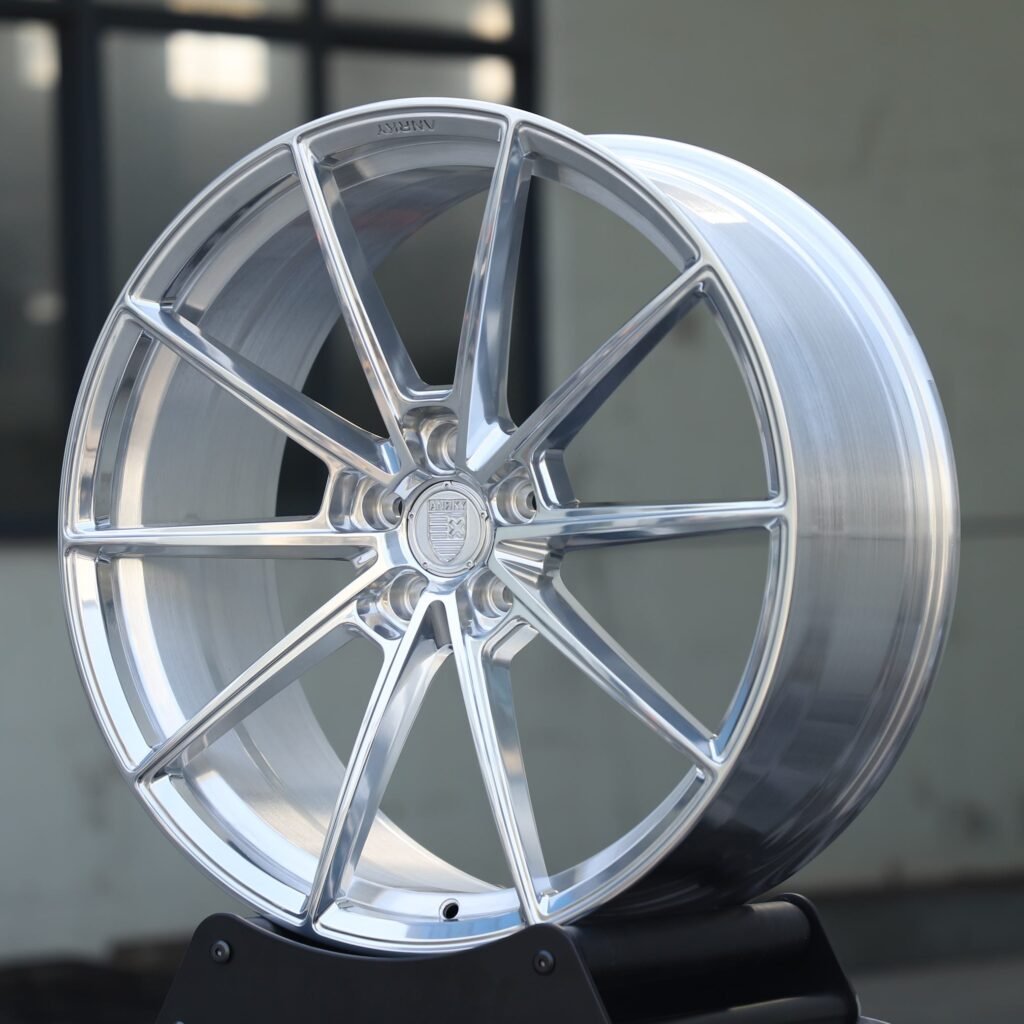 5x120 wheels – Matte Silver 10-Spoke (Cadillac OEM-Style), side view