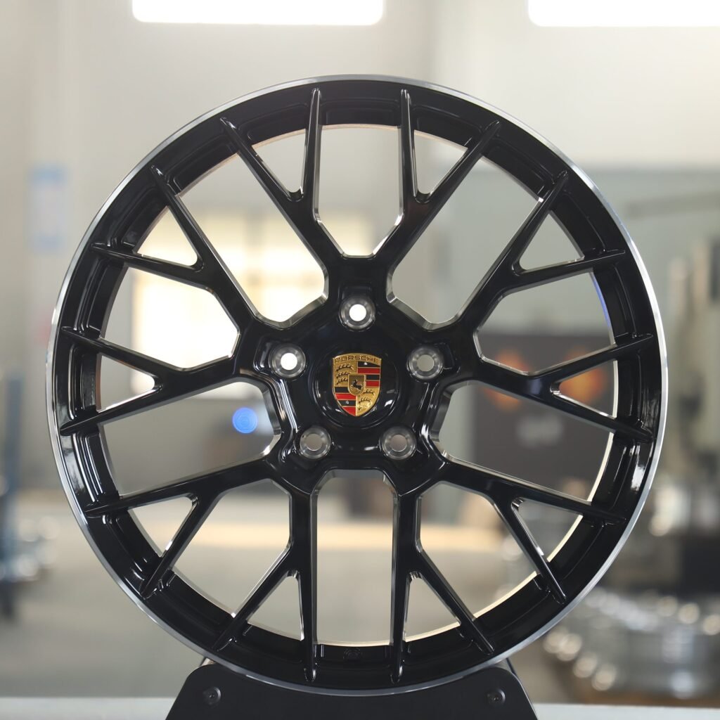 Porsche 911 992 wheels – Matte Silver 10 Y-Spoke Machined Lip (Porsche OEM-Style), front view