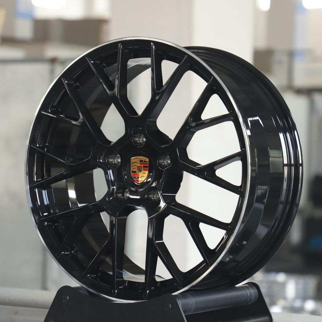 5x130 wheels – Matte Silver 10 Y-Spoke Machined Lip (Porsche OEM-Style), side view