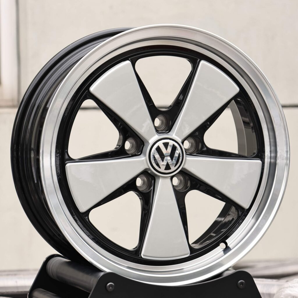 Porsche Style Matte Silver 5-Spoke Forged Wheels - Porsche 911 / Volkswagen Golf Fitment (5-Lug) view 2