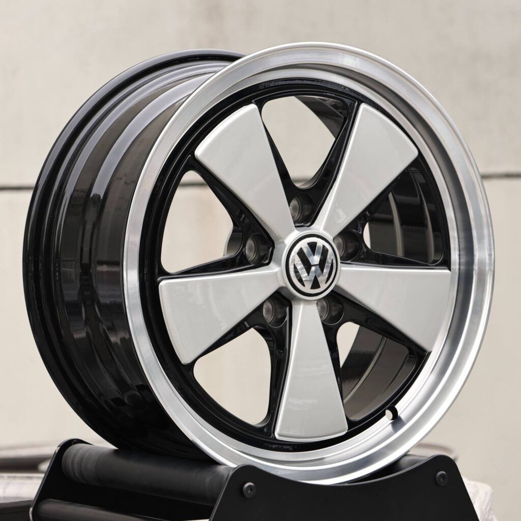 Porsche Style Matte Silver 5-Spoke Forged Wheels - Porsche 911 / Volkswagen Golf Fitment (5-Lug) view 3