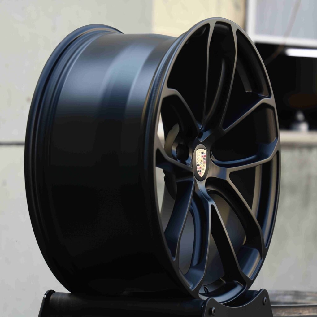 Porsche Style Matte Silver Petal-Spoke Forged Wheels - Porsche 911 / Porsche Cayenne Fitment (5-Lug) view 4