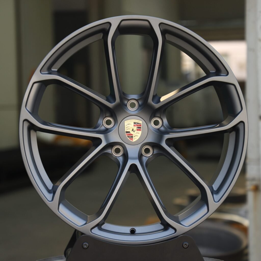 Porsche Style Matte Silver Petal-Spoke Forged Wheels - Porsche 911 / Porsche Cayenne Fitment (5-Lug) Monoblock forged wheel