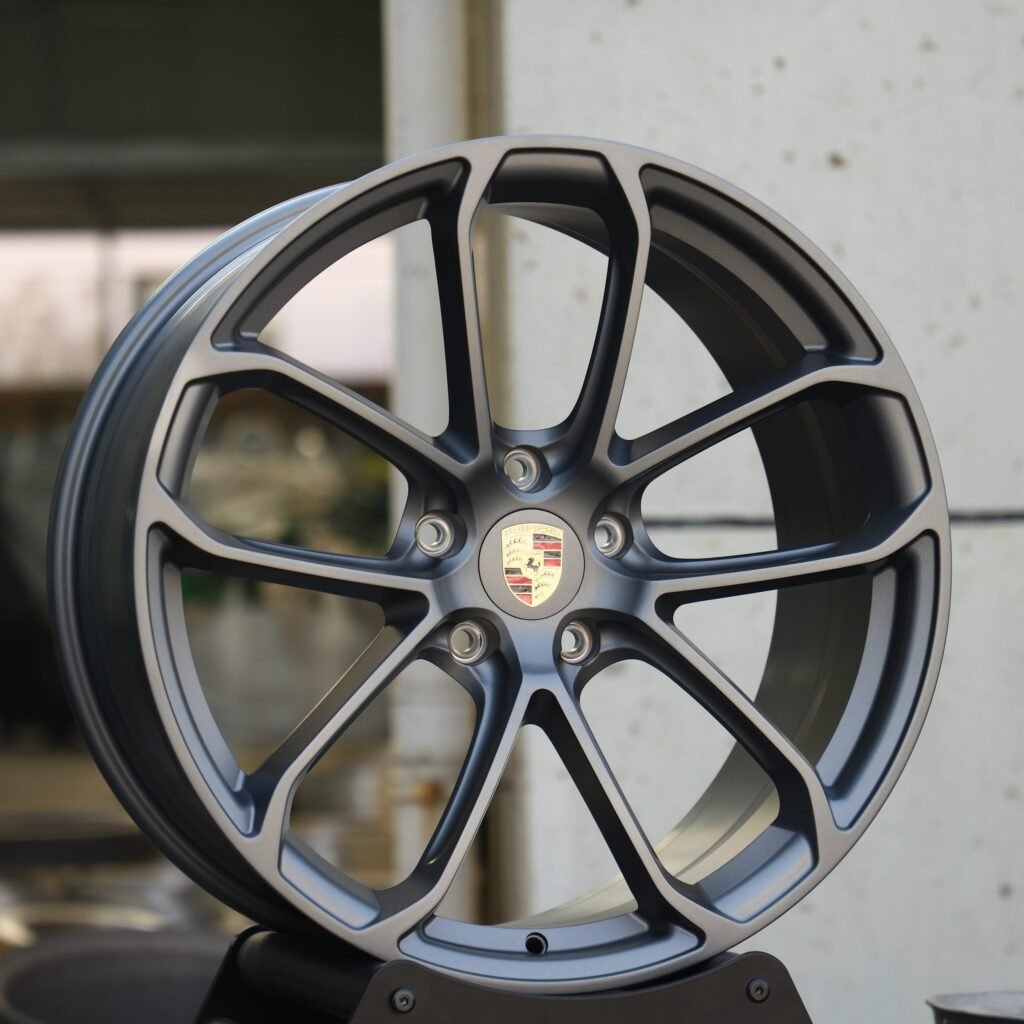 Porsche Style Matte Silver Petal-Spoke Forged Wheels - Porsche 911 / Porsche Cayenne Fitment (5-Lug) view 2