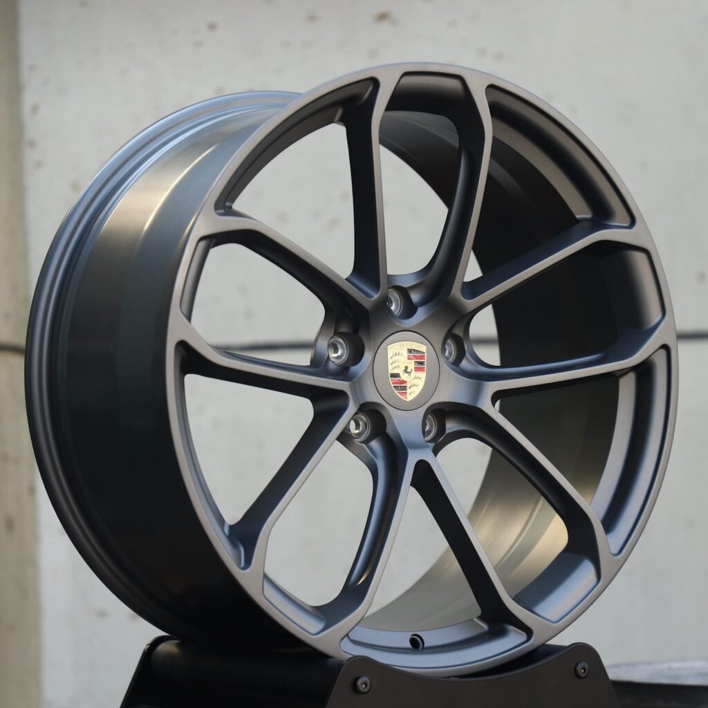 Porsche Style Matte Silver Petal-Spoke Forged Wheels - Porsche 911 / Porsche Cayenne Fitment (5-Lug) view 3