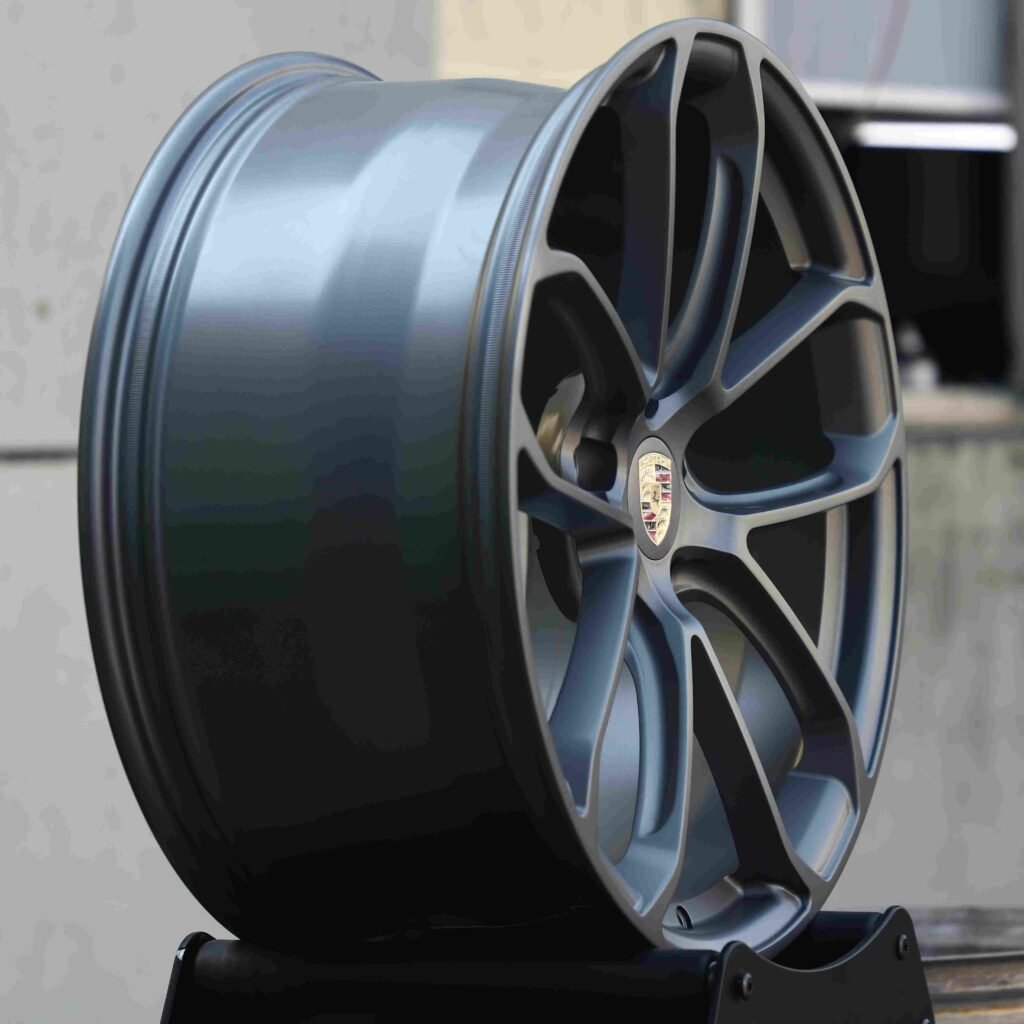 Porsche Style Matte Silver Petal-Spoke Forged Wheels - Porsche 911 / Porsche Cayenne Fitment (5-Lug) view 4