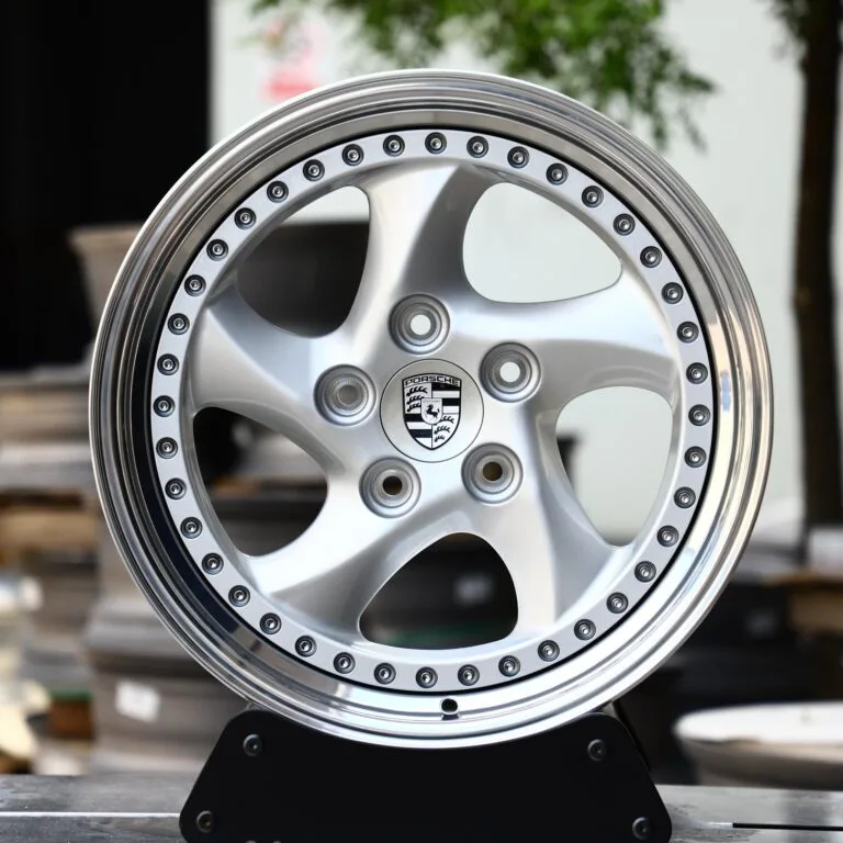 Porsche 911 / Panamera Forged Wheels – Silver 2-Piece Deep Lip, front view