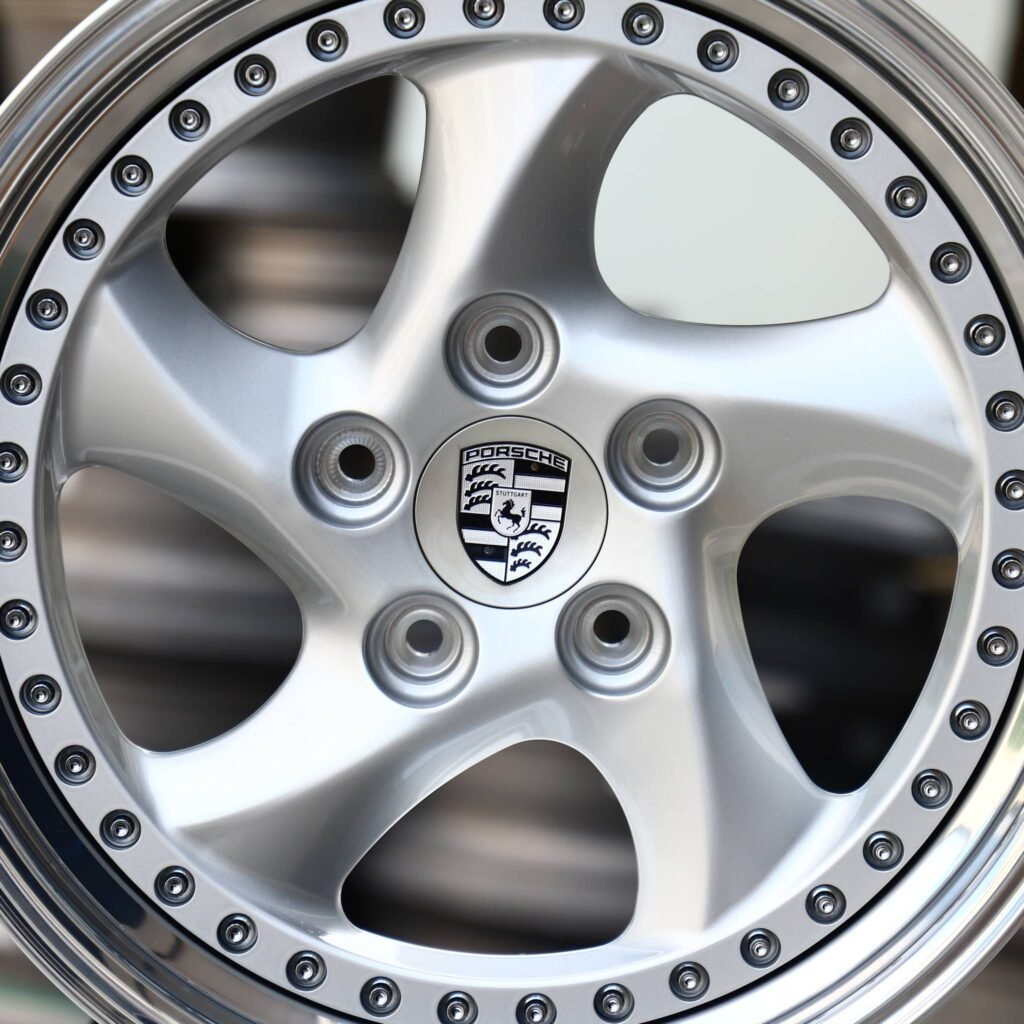Porsche Panamera wheels – Silver 2-Piece Deep Lip, angled view