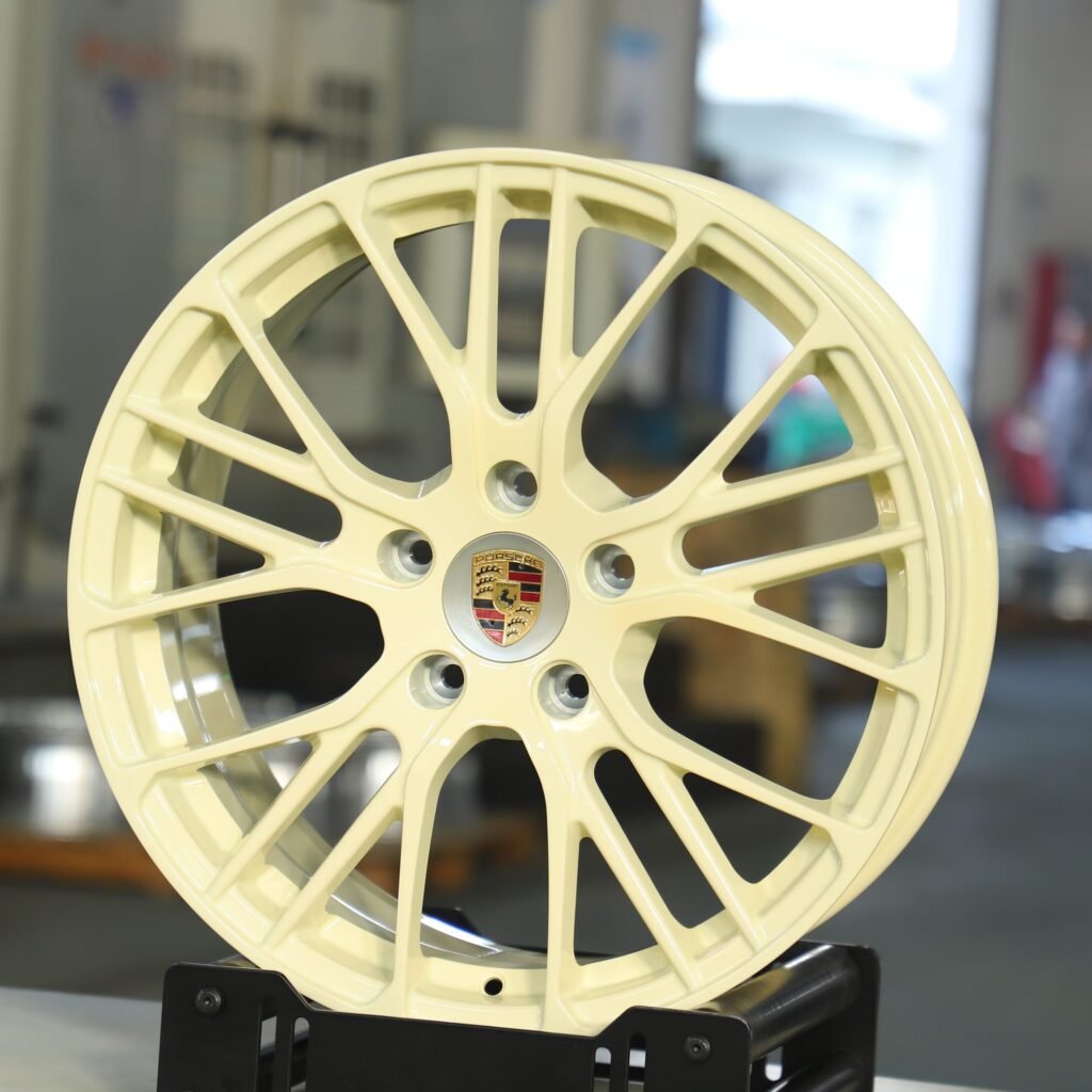 Porsche Panamera wheels – Yellow 10 Y-Spoke, angled view