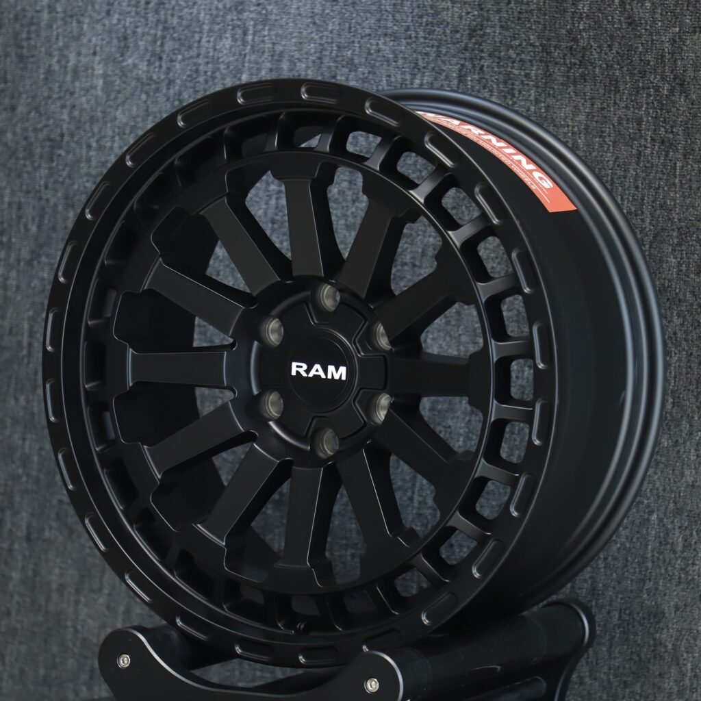 Ram 1500 wheels – Custom Finish 12-Spoke Double Ring Lip (Ram OEM-Style), lip and barrel detail