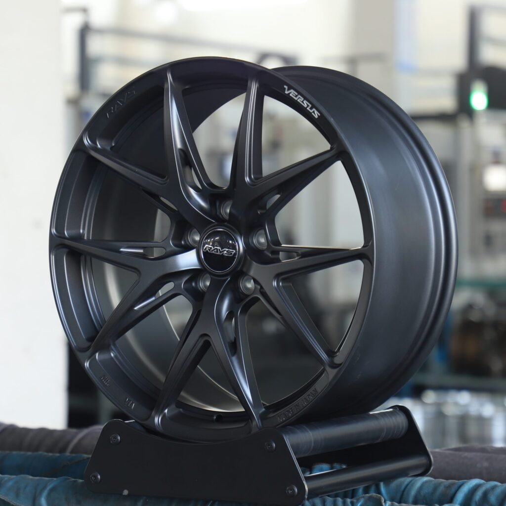 5x114.3 wheels – Rays Side-Milled Gloss Black 5 Y-Spoke, side view