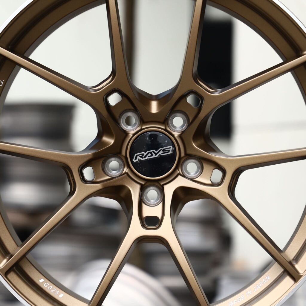 Toyota GR Supra wheels – Bronze 5 Y-Spoke (Rays-Style), lip and barrel detail