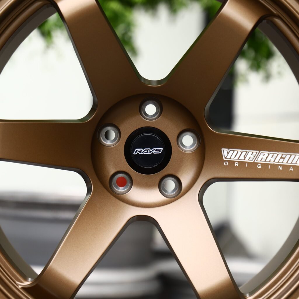 Toyota GR Supra wheels – Bronze 6-Spoke (Rays-Style), lip and barrel detail