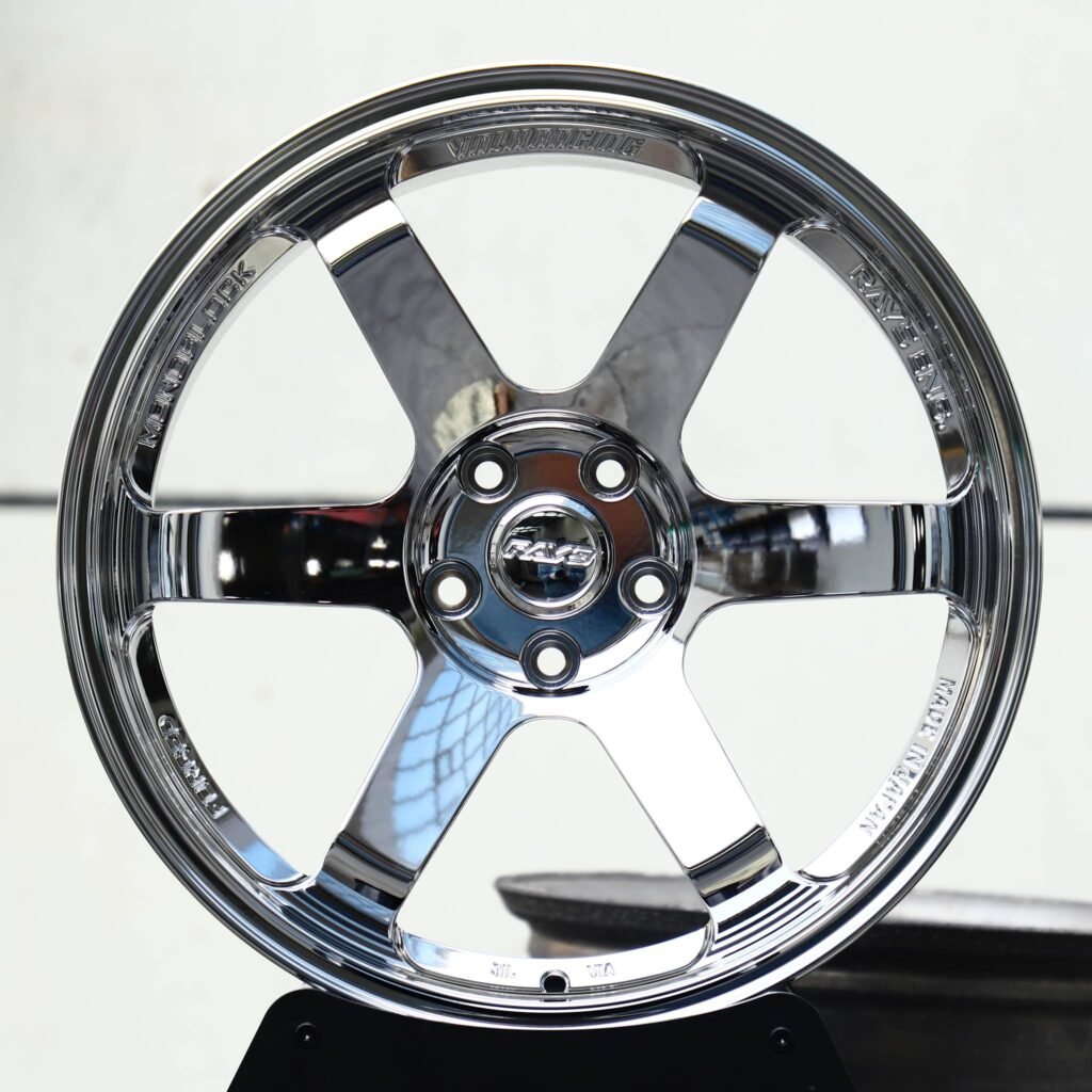 Porsche 911 wheels – Chrome 6-Spoke (Rays-Style), front view