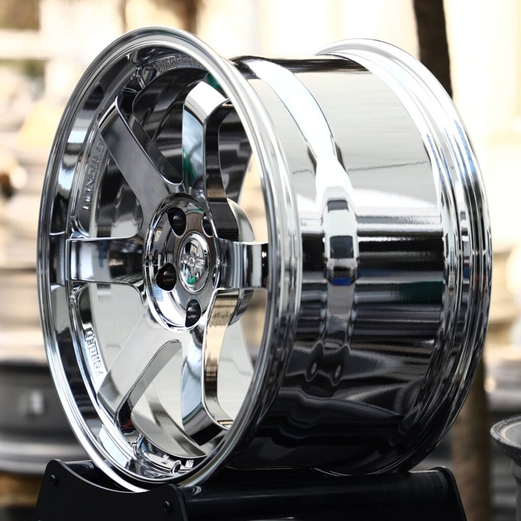 5x130 wheels – Chrome 6-Spoke (Rays-Style), side view
