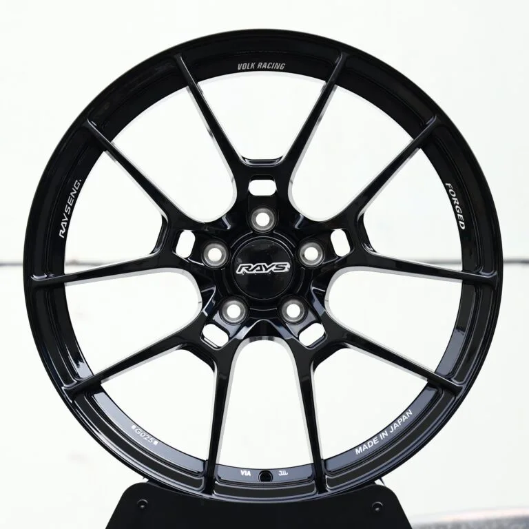 Porsche 911 wheels – Gloss Black 5 Y-Spoke (Rays-Style), front view