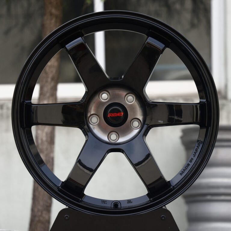 Porsche 911 wheels – Gloss Black 6-Spoke (Rays-Style), front view