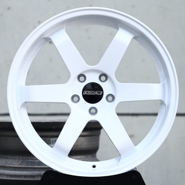 Porsche 911 wheels – Gloss White 6-Spoke (Rays-Style), front view