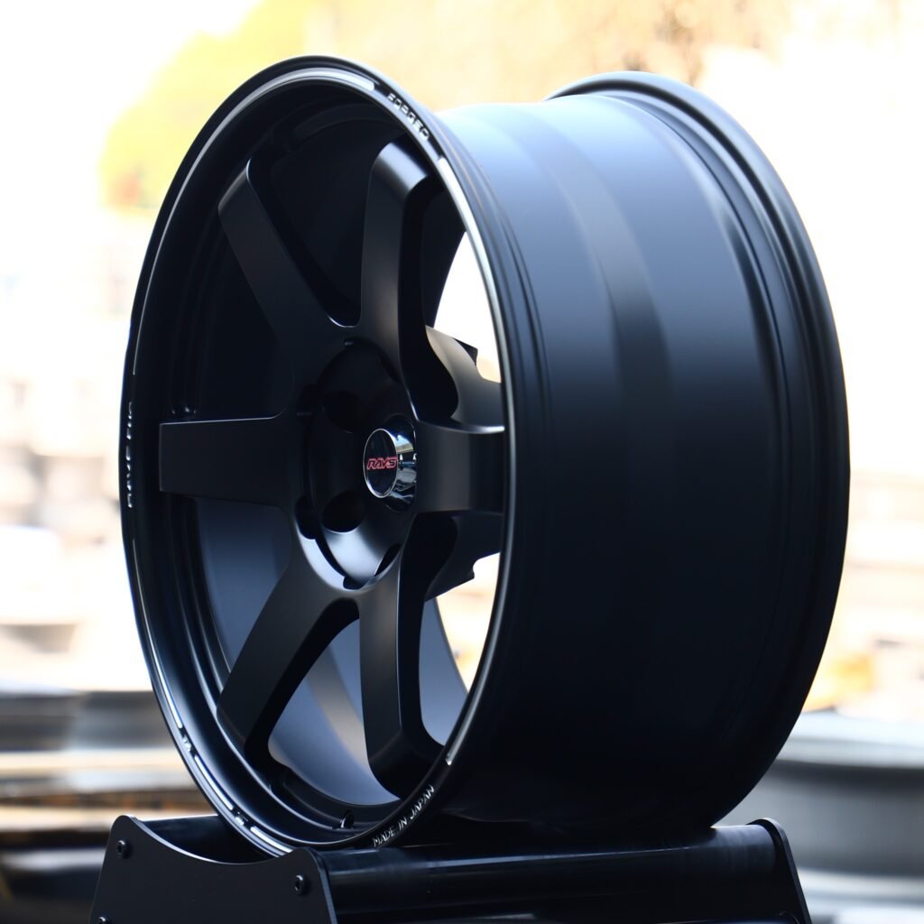 Toyota 4Runner wheels – Matte Black 6-Spoke (Rays-Style), lip and barrel detail
