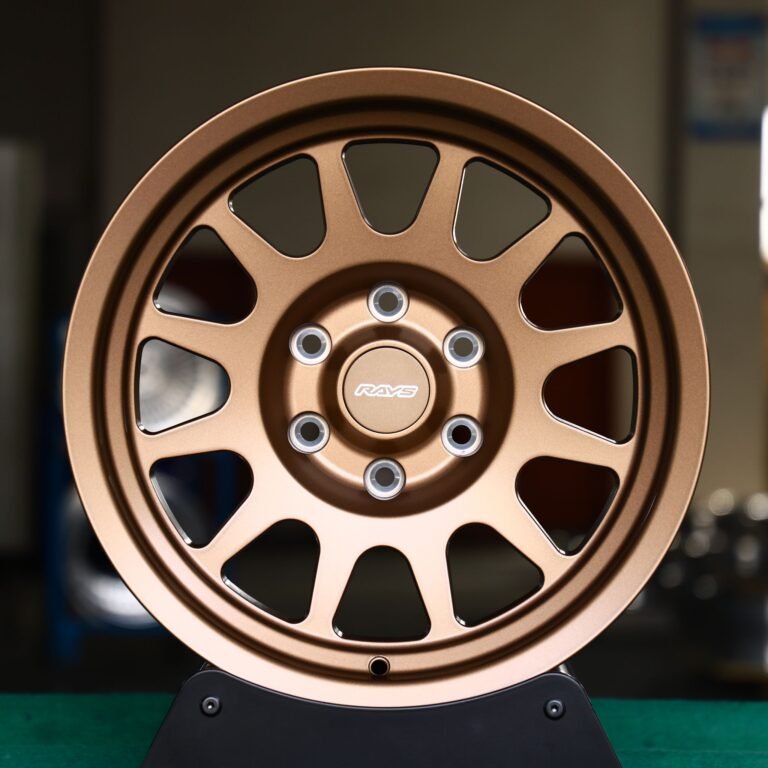 Nissan 370Z wheels – Rays Volk Racing Bronze 12-Spoke, front view