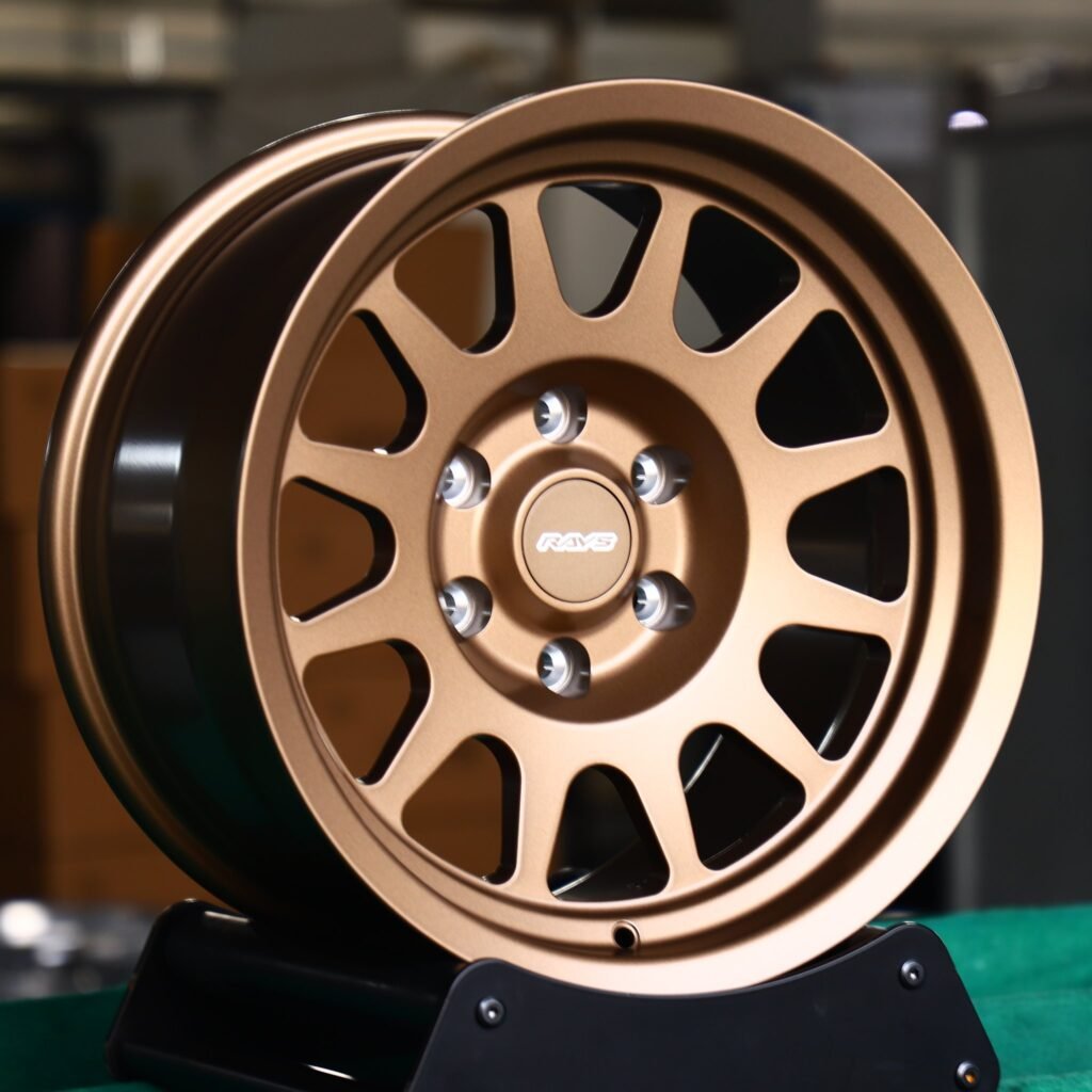 Toyota GR86 wheels – Rays Volk Racing Bronze 12-Spoke, angled view