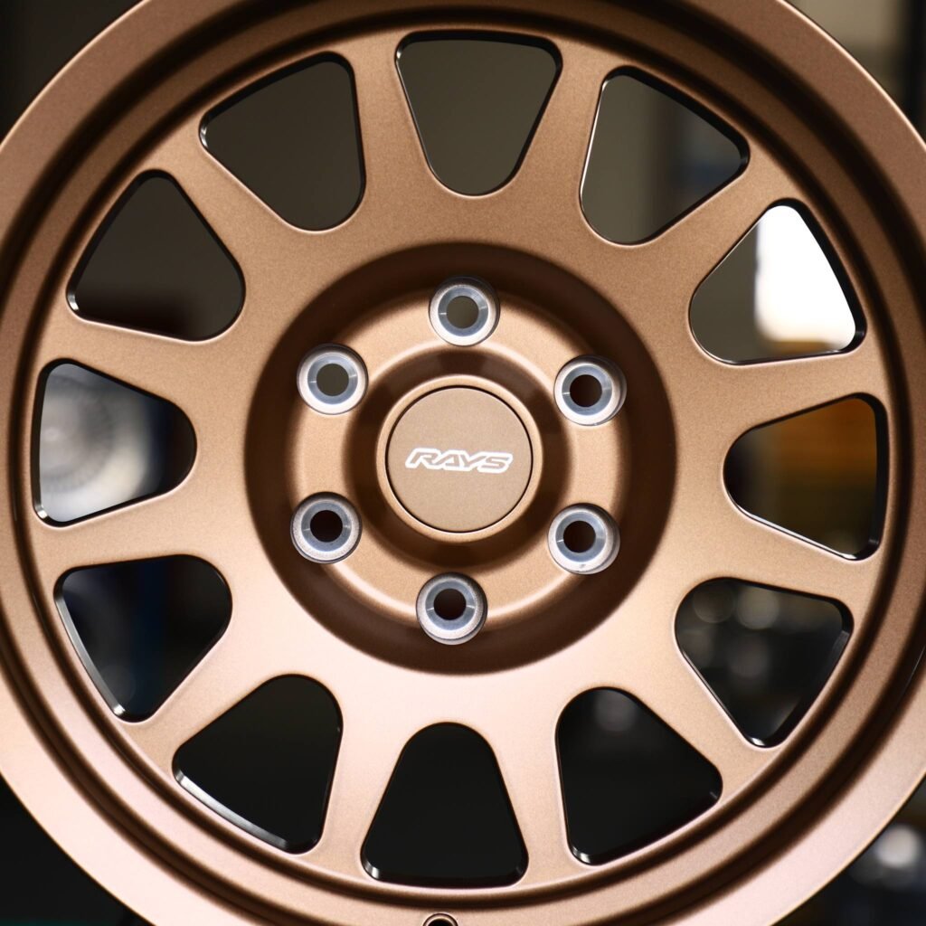 Subaru WRX wheels – Rays Volk Racing Bronze 12-Spoke, lip and barrel detail