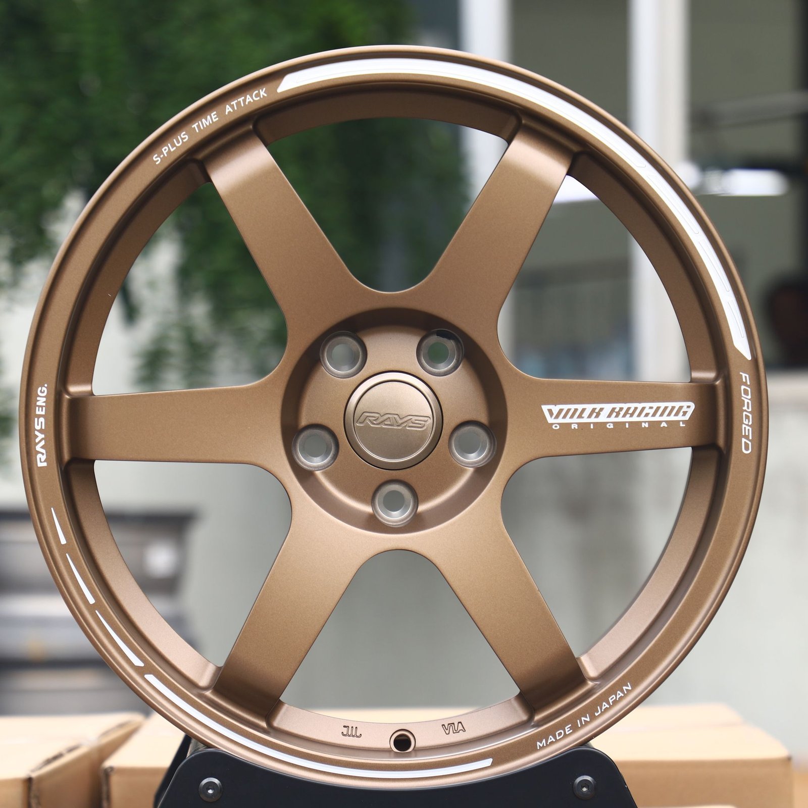 Toyota GR86 wheels – Bronze 6-Spoke (Rays Volk Racing TE37-Style), front view