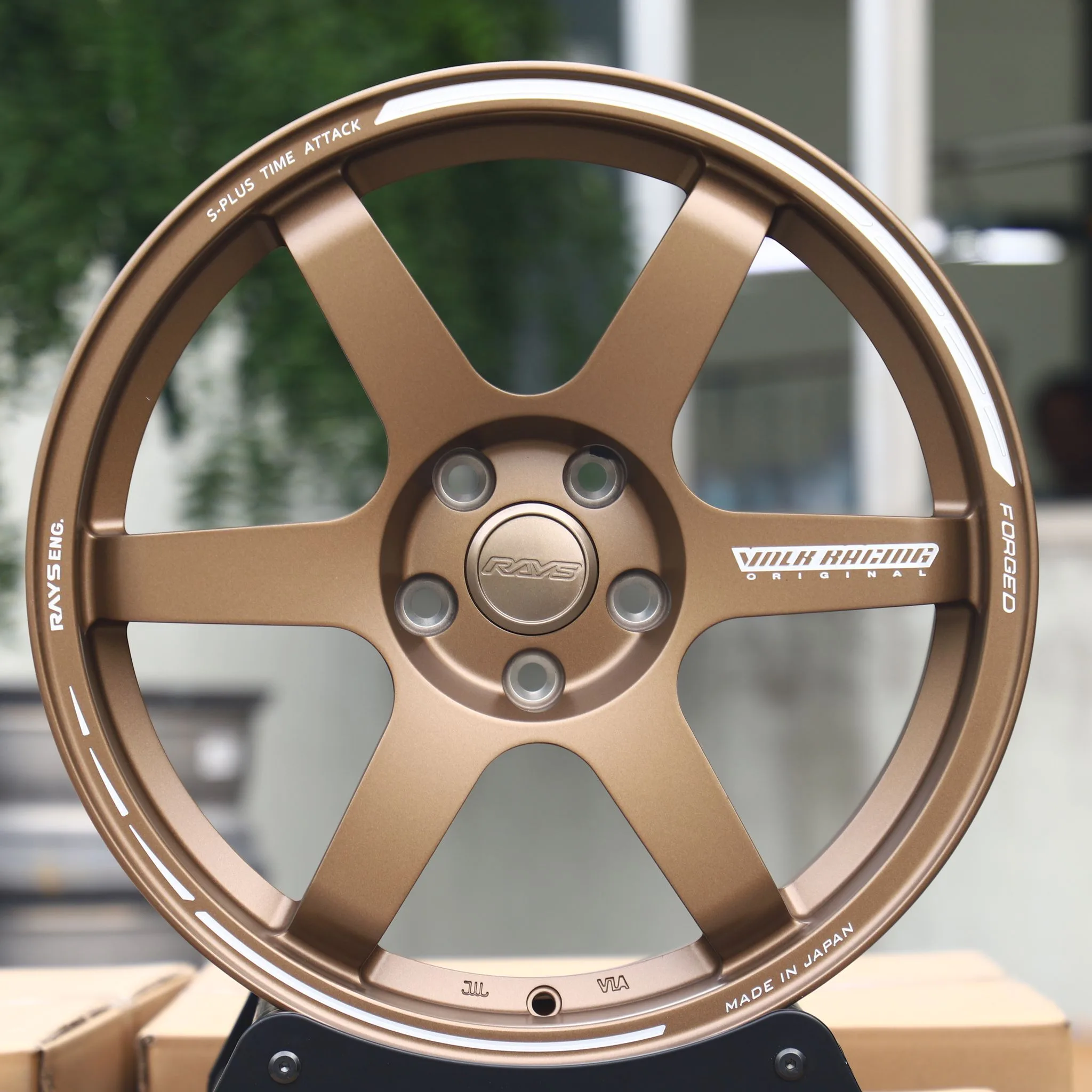 Toyota GR86 wheels – Bronze 6-Spoke (Rays Volk Racing TE37-Style), front view