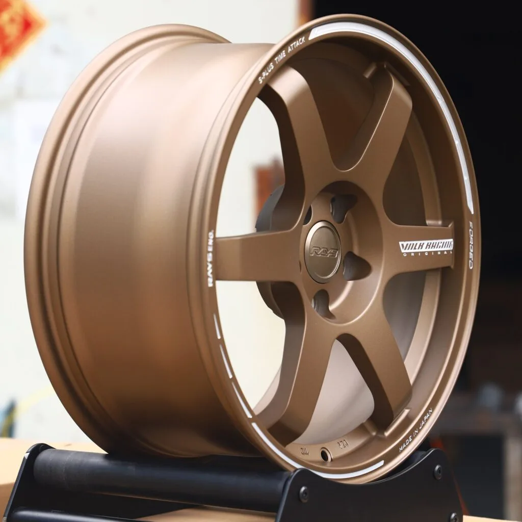 5x100 wheels – Bronze 6-Spoke (Rays Volk Racing TE37-Style), side view